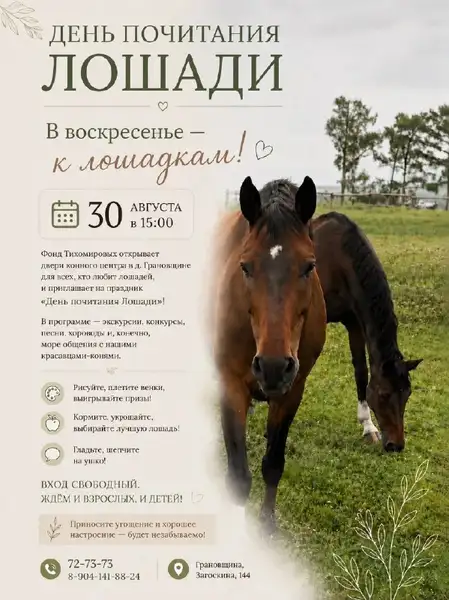 Праздник «День почитания лошади» в конном центре — Мастер-классы и обучение, Иркутск