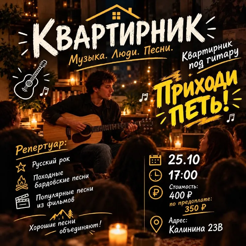 Квартирник под гитару в клубе «Игростудия» — Встречи и вечеринки, Горячий Ключ