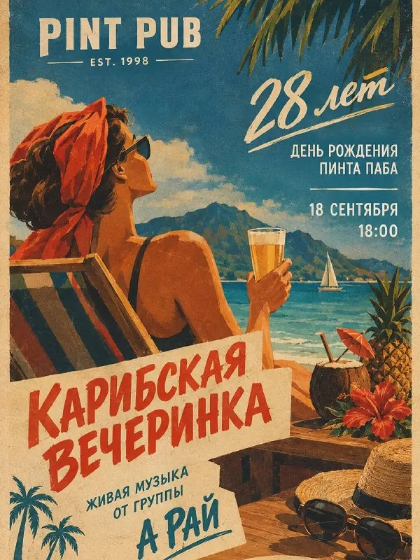 День рождения Пинта Паба: карибская вечеринка и выступление группы А-Рай — Концерты и музыка, Тольятти